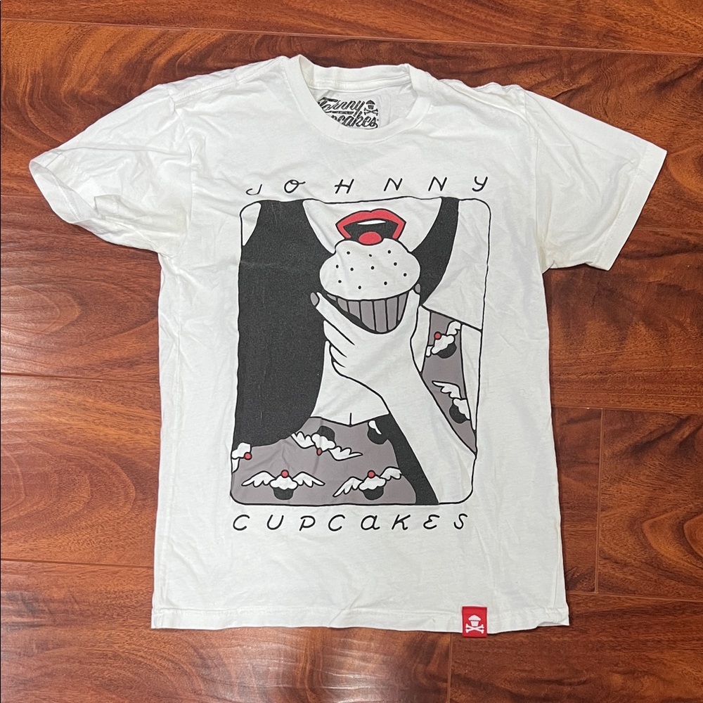 Johnny Cupcakes White and Black Graphic Tee